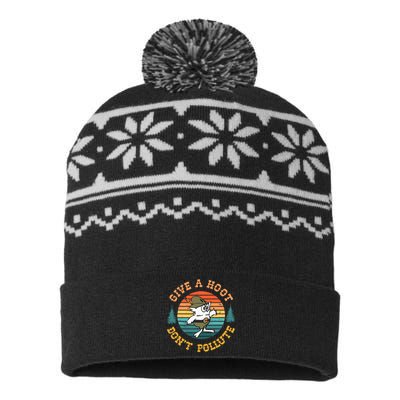 Give A Hoot DonT Pollute USA-Made Snowflake Beanie