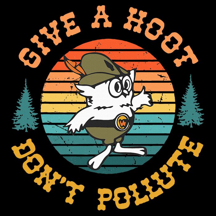 Give A Hoot DonT Pollute Cropped Pullover Crew