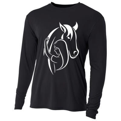 Girl And Horse For Wo Teen And Horse Lover Cooling Performance Long Sleeve Crew