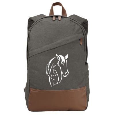Girl And Horse For Wo Teen And Horse Lover Cotton Canvas Backpack