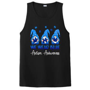 Gnomes Autism Holding Blue Puzzle Autism Awareness Gnome PosiCharge Competitor Tank