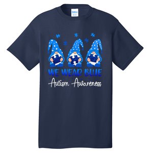 Gnomes Autism Holding Blue Puzzle Autism Awareness Gnome Tall T-Shirt