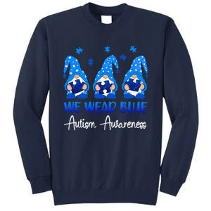 Gnomes Autism Holding Blue Puzzle Autism Awareness Gnome Tall Sweatshirt