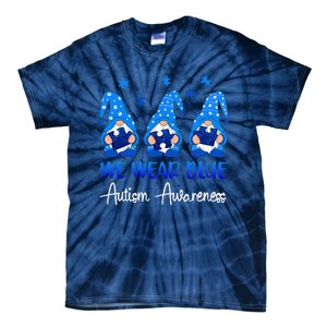 Gnomes Autism Holding Blue Puzzle Autism Awareness Gnome Tie-Dye T-Shirt