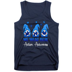 Gnomes Autism Holding Blue Puzzle Autism Awareness Gnome Tank Top