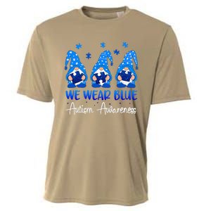 Gnomes Autism Holding Blue Puzzle Autism Awareness Gnome Cooling Performance Crew T-Shirt