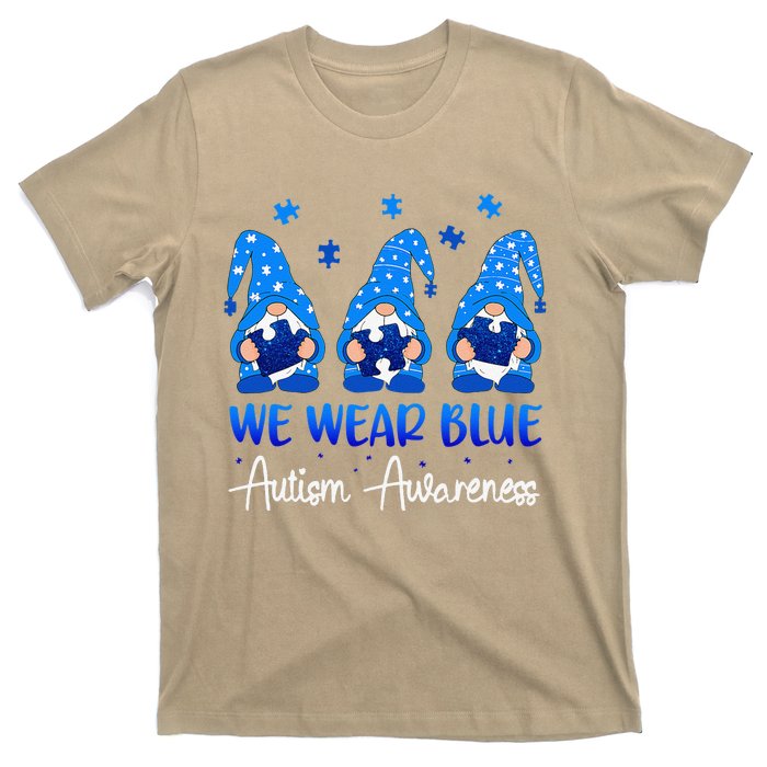 Gnomes Autism Holding Blue Puzzle Autism Awareness Gnome T-Shirt