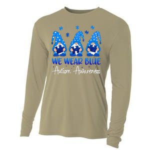 Gnomes Autism Holding Blue Puzzle Autism Awareness Gnome Cooling Performance Long Sleeve Crew