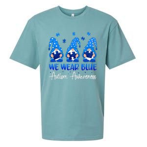 Gnomes Autism Holding Blue Puzzle Autism Awareness Gnome Sueded Cloud Jersey T-Shirt