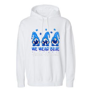 Gnomes Autism Holding Blue Puzzle Autism Awareness Gnome Garment-Dyed Fleece Hoodie