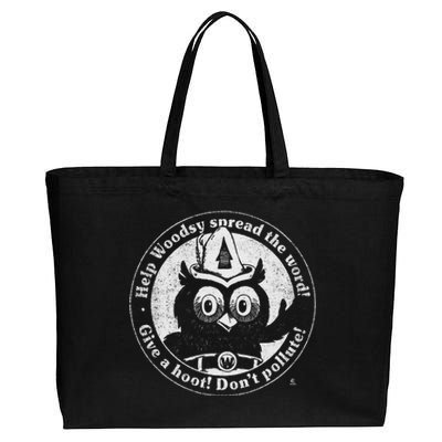 Give A Hoot Distressed And Faded Cotton Canvas Jumbo Tote