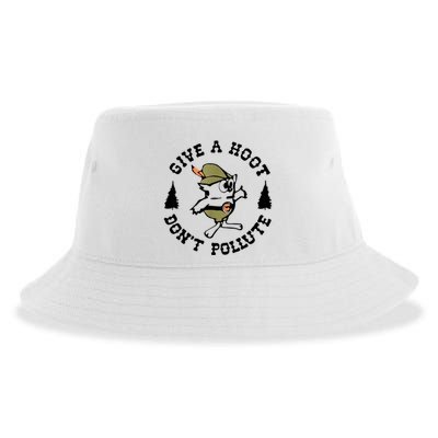 Give A Hoot DonT Pollute Earth Day Sustainable Bucket Hat