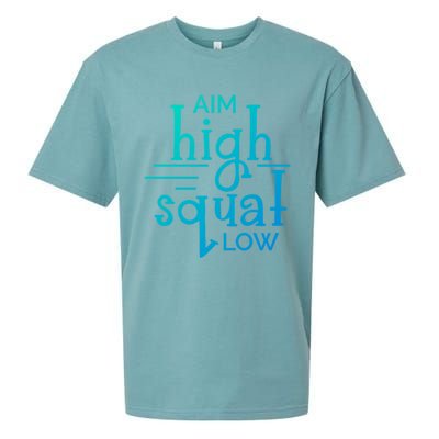 Gym Aim High Squat Low Workout Quote Personal Trainer Funny Gift Sueded Cloud Jersey T-Shirt