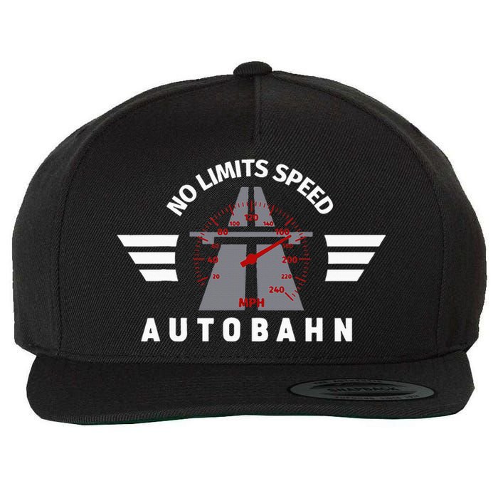 German Autobahn Highway No Speed Limit Racing Wool Snapback Cap