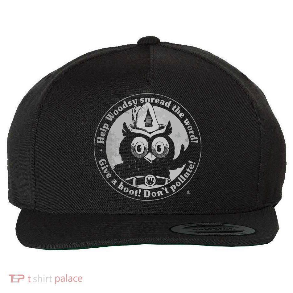Give A Hoot Dont Pollute Faded Vintage Owl Wool Snapback Cap
