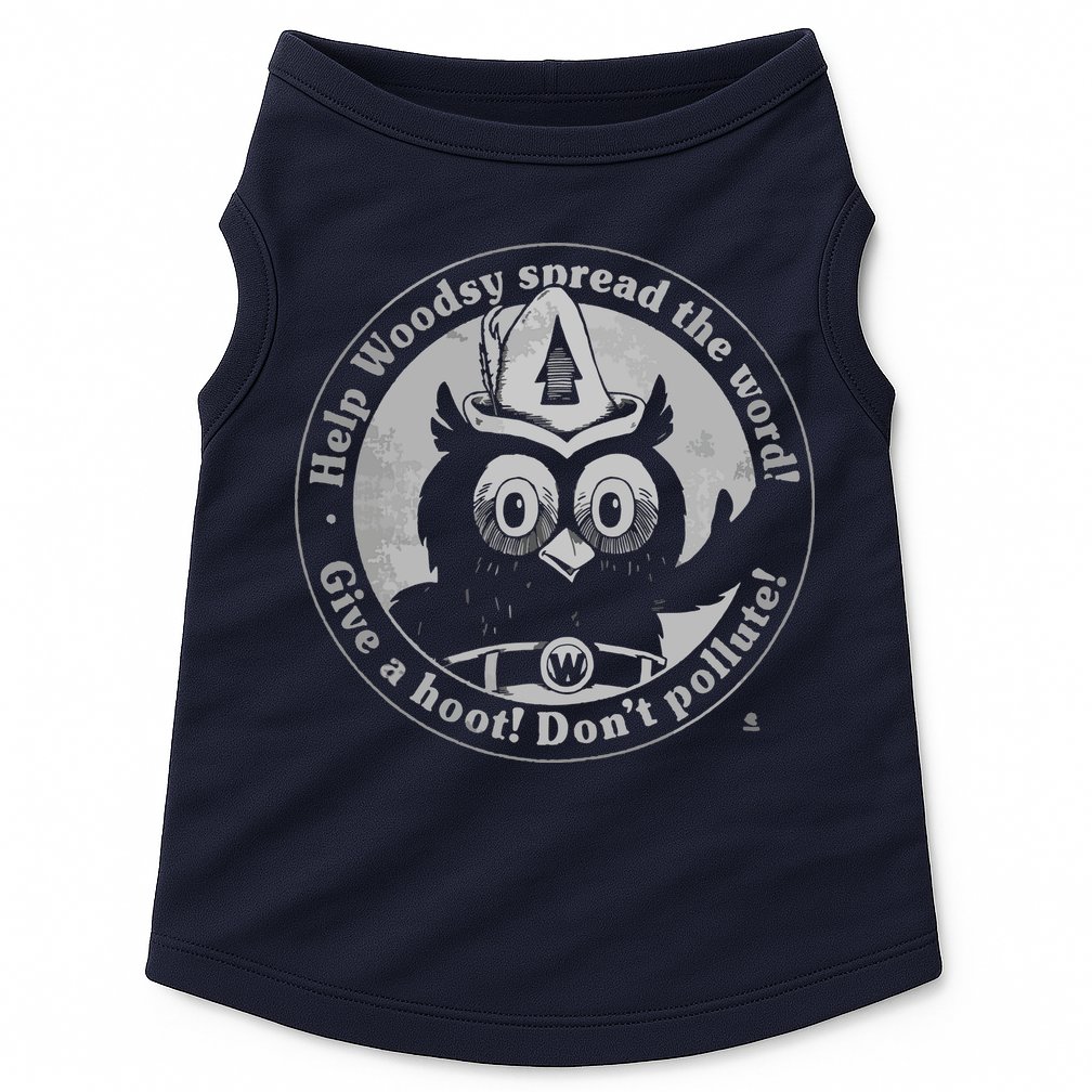 Give A Hoot Dont Pollute Faded Vintage Owl Doggie Tank