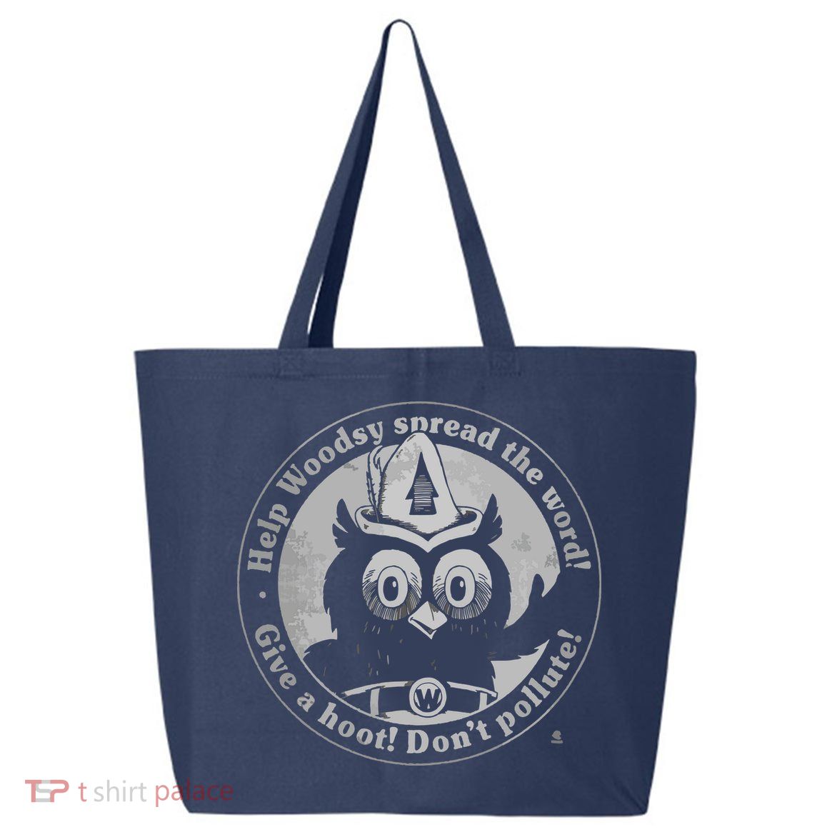 Give A Hoot Dont Pollute Faded Vintage Owl 25L Jumbo Tote