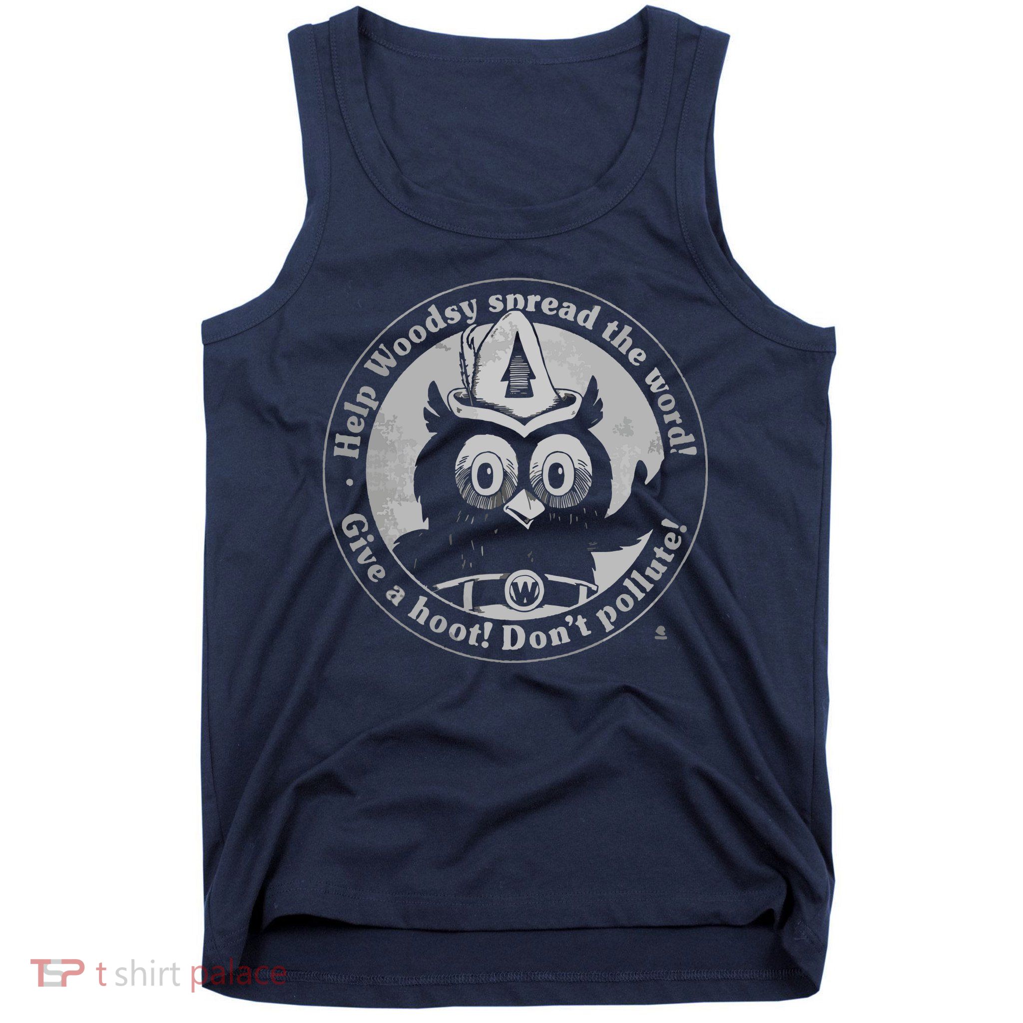 Give A Hoot Dont Pollute Faded Vintage Owl Tank Top