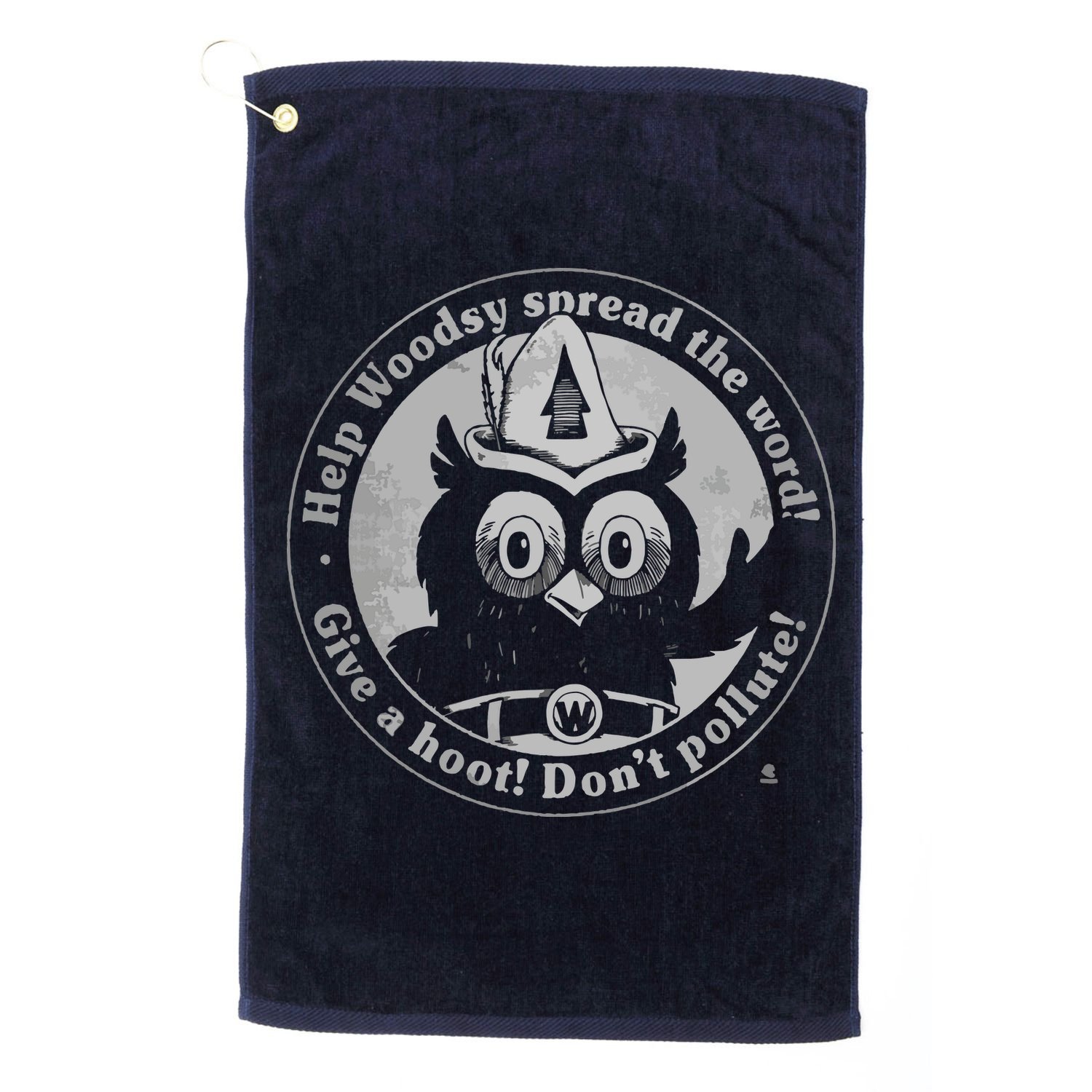 Give A Hoot Dont Pollute Faded Vintage Owl Golf Towel