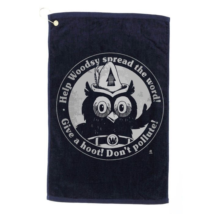 Give A Hoot Dont Pollute Faded Vintage Owl Golf Towel