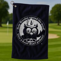 Give A Hoot Dont Pollute Faded Vintage Owl Golf Towel