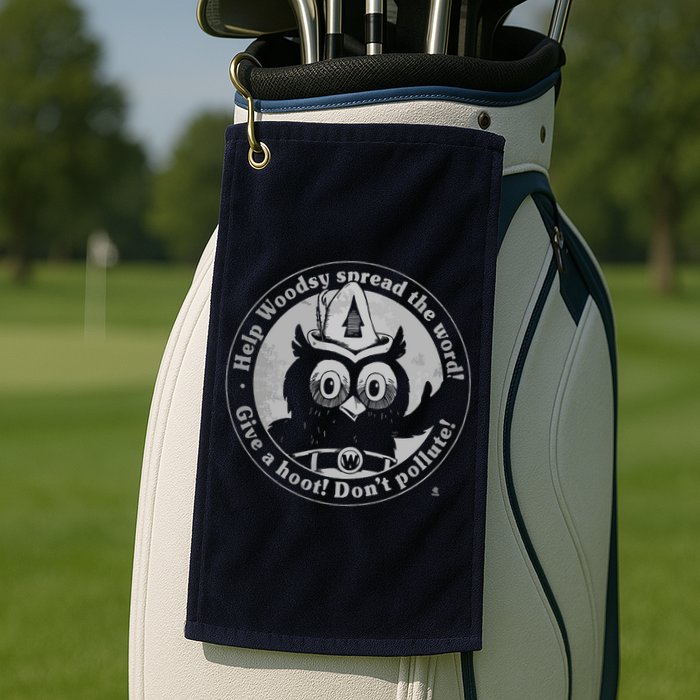 Give A Hoot Dont Pollute Faded Vintage Owl Golf Towel