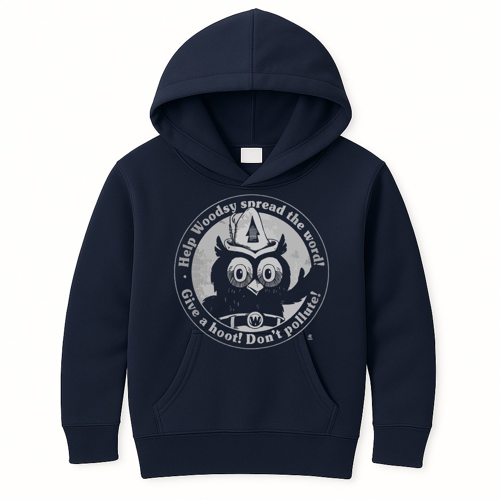 Give A Hoot Dont Pollute Faded Vintage Owl Kids Hoodie