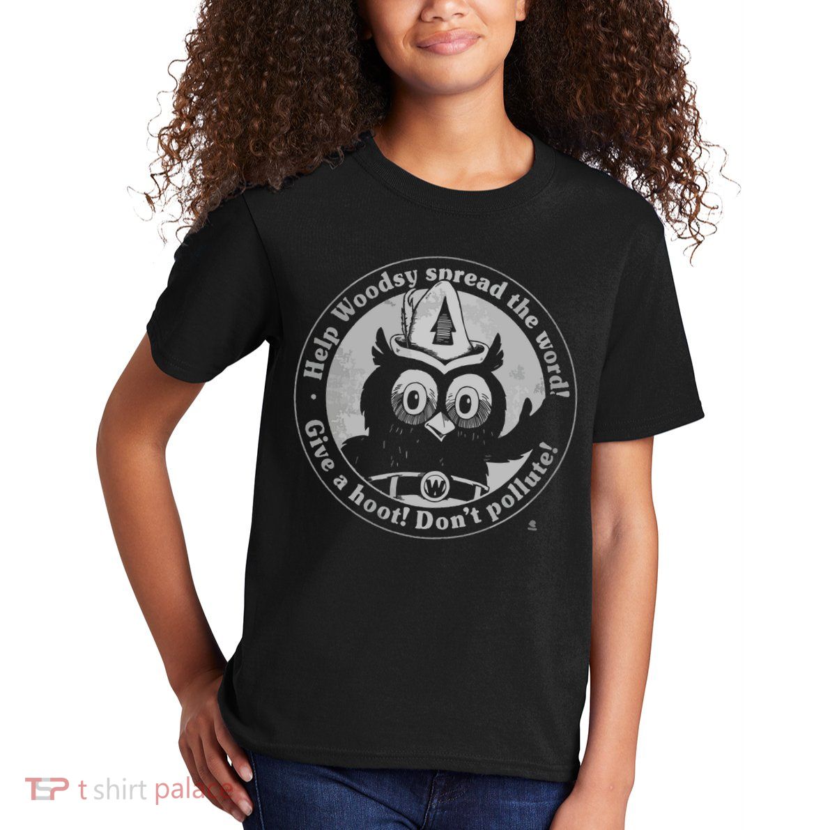Give A Hoot Dont Pollute Faded Vintage Owl Kids T-Shirt