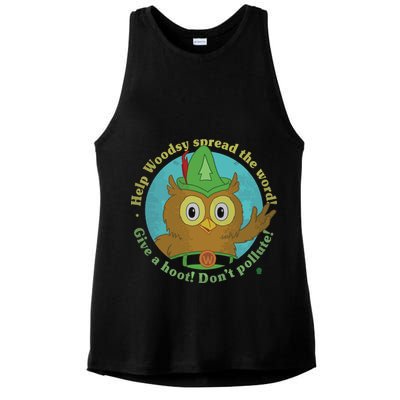 Give A Hoot Distressed And Faded Owl Ladies PosiCharge Tri-Blend Wicking Tank