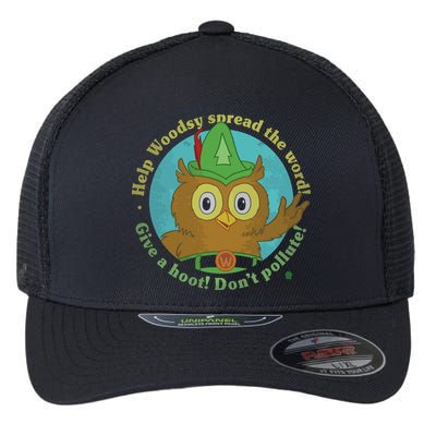 Give A Hoot Distressed And Faded Owl Flexfit Unipanel Trucker Cap