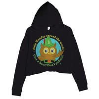 Give A Hoot Distressed And Faded Owl Crop Fleece Hoodie
