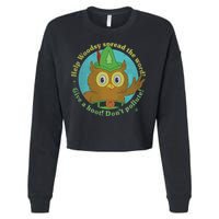 Give A Hoot Distressed And Faded Owl Cropped Pullover Crew