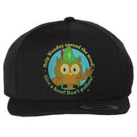 Give A Hoot Distressed And Faded Owl Wool Snapback Cap