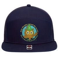 Give A Hoot Distressed And Faded Owl 7 Panel Mesh Trucker Snapback Hat