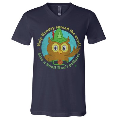 Give A Hoot Distressed And Faded Owl V-Neck T-Shirt