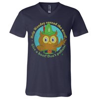 Give A Hoot Distressed And Faded Owl V-Neck T-Shirt