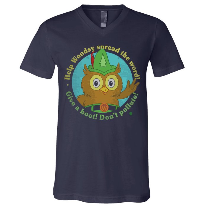 Give A Hoot Distressed And Faded Owl V-Neck T-Shirt