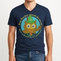 Give A Hoot Distressed And Faded Owl V-Neck T-Shirt