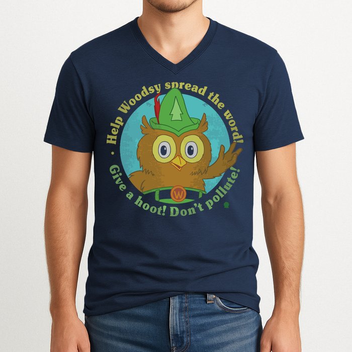 Give A Hoot Distressed And Faded Owl V-Neck T-Shirt