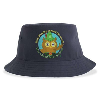 Give A Hoot Distressed And Faded Owl Sustainable Bucket Hat