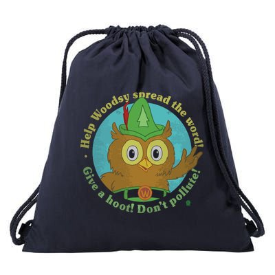 Give A Hoot Distressed And Faded Owl Drawstring Bag