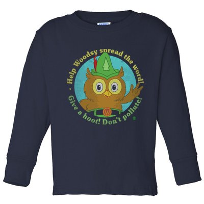 Give A Hoot Distressed And Faded Owl Toddler Long Sleeve Shirt