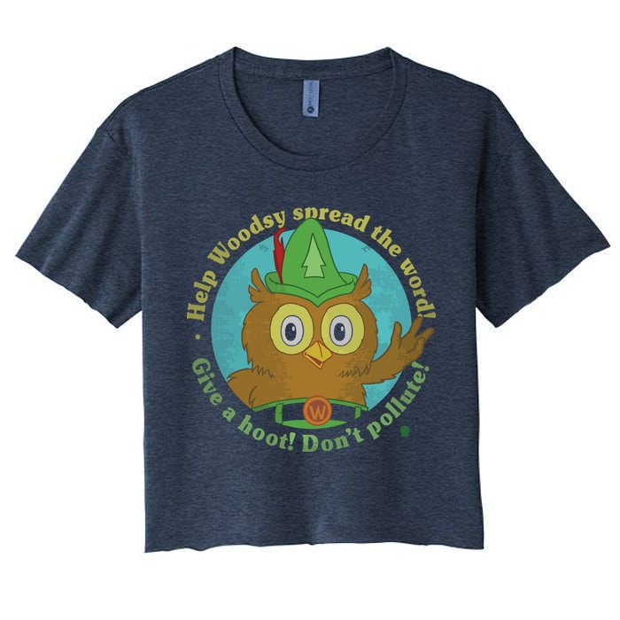 Give A Hoot Distressed And Faded Owl Crop Top