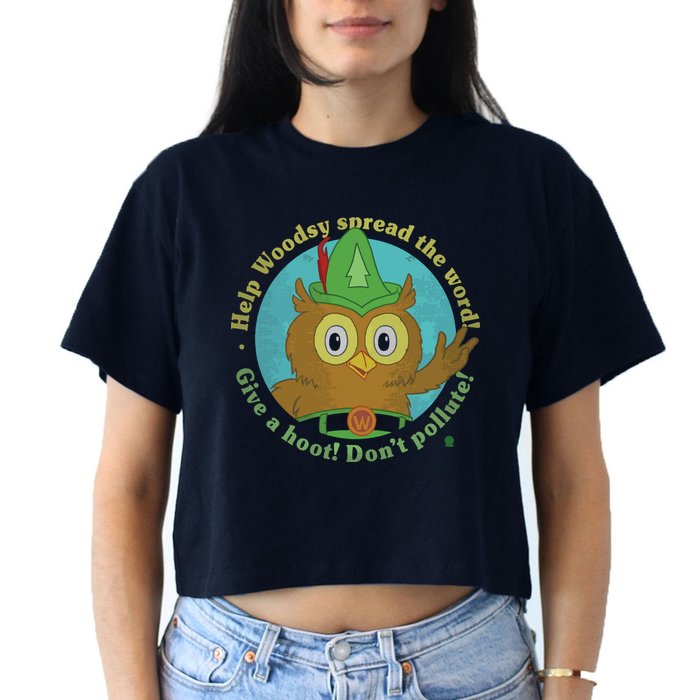 Give A Hoot Distressed And Faded Owl Crop Top