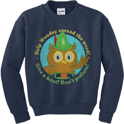 Give A Hoot Distressed And Faded Owl Kids Sweatshirt
