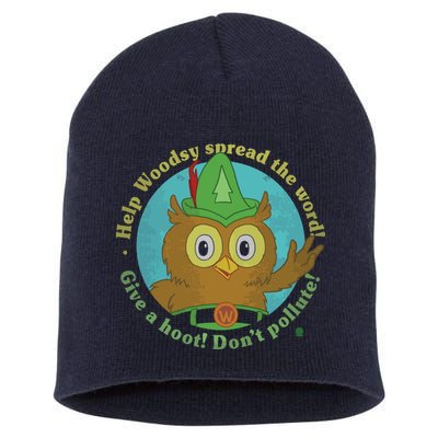Give A Hoot Distressed And Faded Owl Short Acrylic Beanie