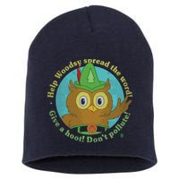 Give A Hoot Distressed And Faded Owl Short Acrylic Beanie