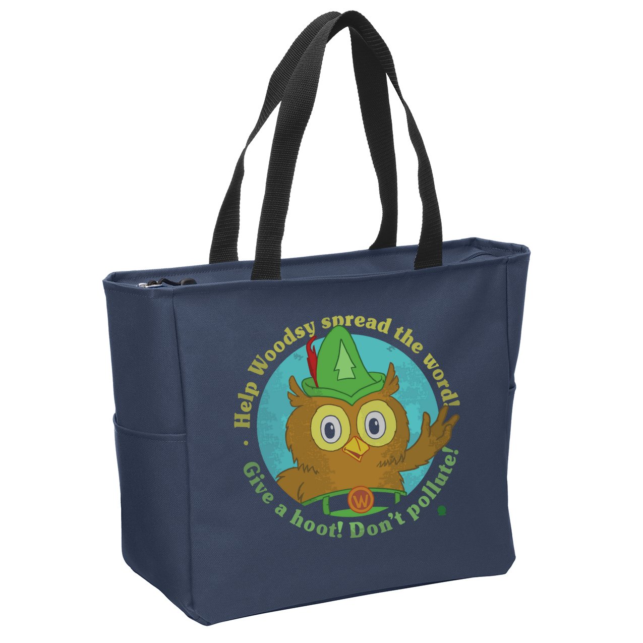 Give A Hoot Distressed And Faded Owl Zip Tote Bag