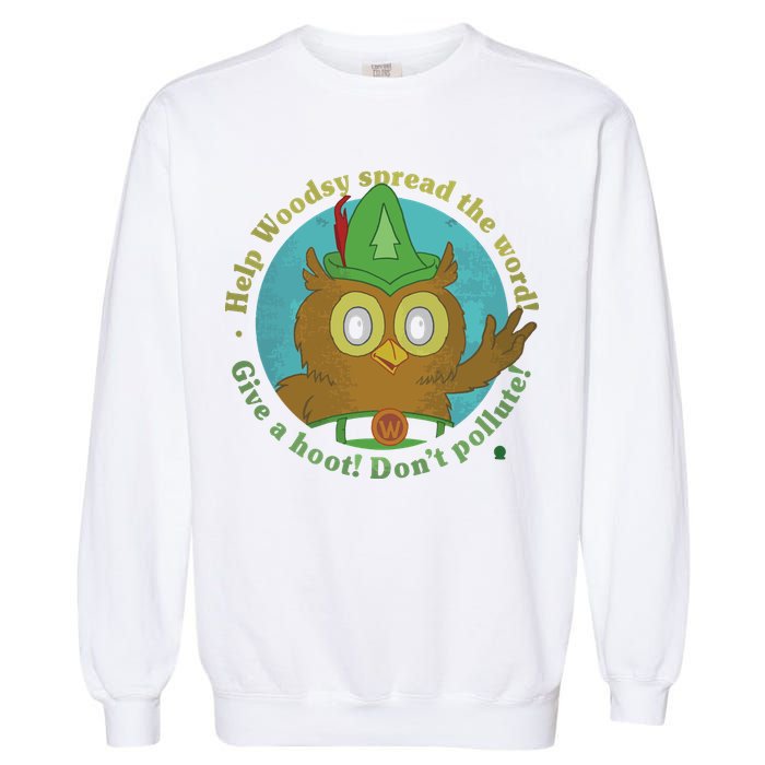 Give A Hoot Distressed And Faded Owl Garment-Dyed Sweatshirt