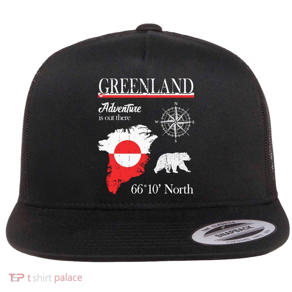 Greenland Adventure Is Out There Greenland Flag Flat Bill Trucker Hat